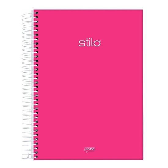 Caderno Espiral Universitário (Grande) 10 Matérias 160 Folhas Capa Dura Stilo Pink Neon Jandaia