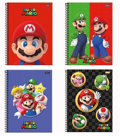 Caderno Espiral Universitário (Grande) 10 Matérias 160 Folhas Capa Dura Super Mario 3395056 Foroni - Envio de Capas Conforme Disponibilidade do Estoque