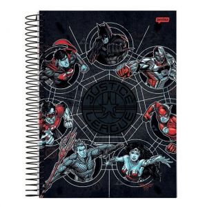 Caderno Espiral Universitário (Grande) 15 Matérias 240 Folhas Capa Dura Liga Da Justiça Jandaia - Envio de Capas Conforme Disponibilidade do Estoque