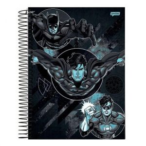 Caderno Espiral Universitário (Grande) 15 Matérias 240 Folhas Capa Dura Liga Da Justiça Jandaia - Envio de Capas Conforme Disponibilidade do Estoque