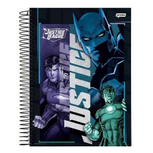 Caderno Espiral Universitário (Grande) 15 Matérias 240 Folhas Capa Dura Liga Da Justiça Jandaia - Envio de Capas Conforme Disponibilidade do Estoque