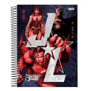 Caderno Espiral Universitário (Grande) 15 Matérias 240 Folhas Capa Dura Liga Da Justiça Jandaia - Envio de Capas Conforme Disponibilidade do Estoque