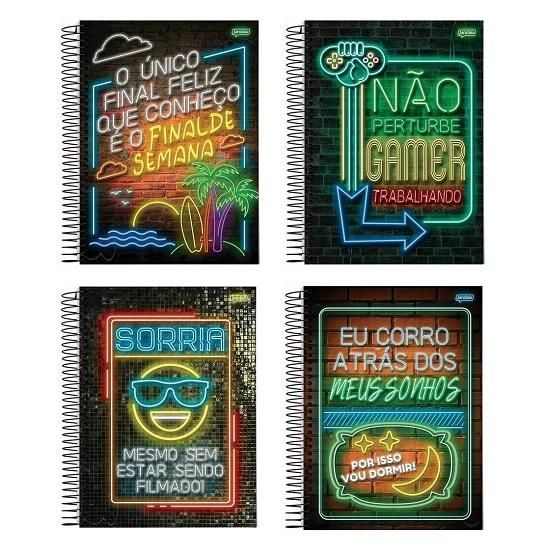 Caderno Espiral Universitário (Grande) 15 Matérias 240 Folhas Capa Dura Placas Jandaia - Envio de Capas Conforme Disponibilidade do Estoque