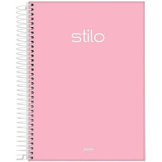 Caderno Espiral Universitário (Grande) 15 Matérias 240 Folhas Capa Dura Stilo Rosa Pastel Jandaia