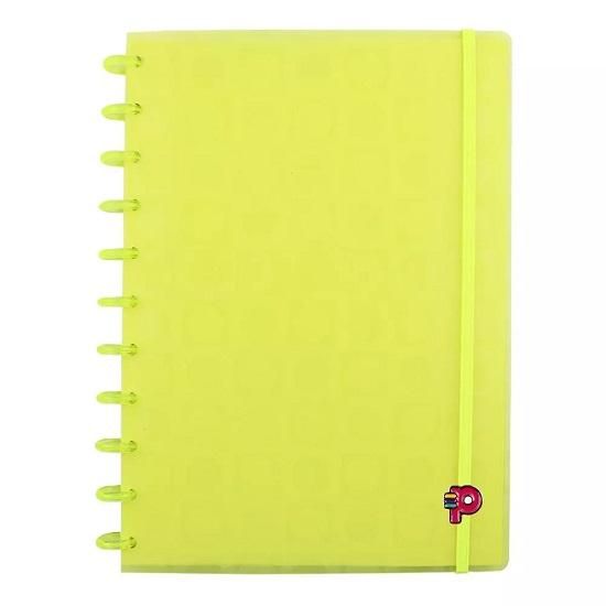 Caderno Grande 80 Folhas Bubble Neon Amarelo Pop Disc