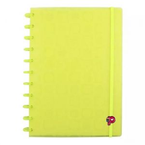 Caderno Grande 80 Folhas Bubble Neon Amarelo Pop Disc