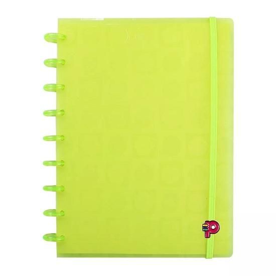 Caderno Médio 80 Folhas Bubble Neon Amarelo Pop Disc