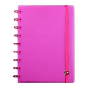 Caderno Médio 80 Folhas Bubble Neon Rosa Pop Disc