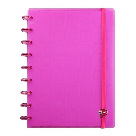 Caderno Médio 80 Folhas Bubble Neon Rosa Pop Disc