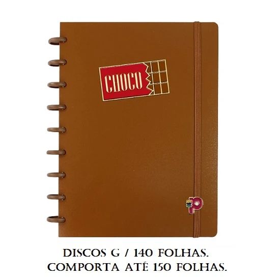 Caderno Médio ChocoCherry Disco G Chocolate 140 Folhas Pop Disc