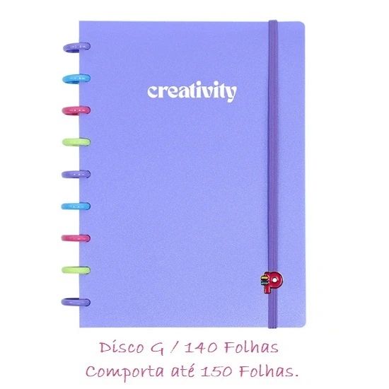 Caderno Médio Colorful Creativity Disco G 140 Folhas Pop Disc