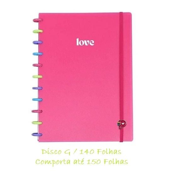 Caderno Médio Colorful Love Disco G 140 Folhas Pop Disc