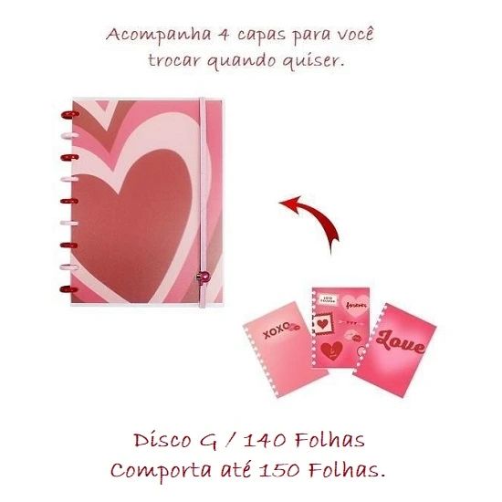 Caderno Médio Decor Disco G Querido Cupido 140 Folhas Pop Disc