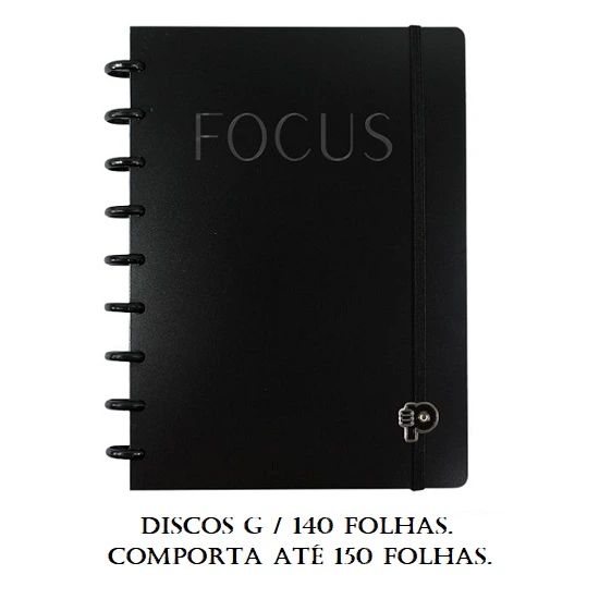 Caderno Médio Focus Black Disco G 140 Folhas Pop Disc