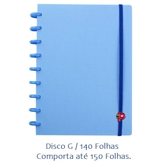 Caderno Médio Yummy Colors Disco G Azul Tutti Frutti 140 Folhas Pop Disc