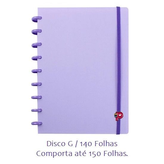 Caderno Médio Yummy Colors Disco G Lilás Marshmallow 140 Folhas Pop Disc