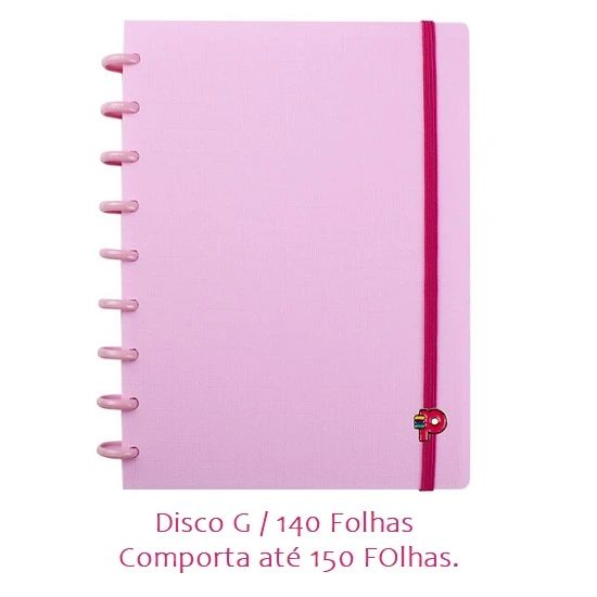 Caderno Médio Yummy Colors Disco G Rosa Chiclete 140 Folhas Pop Disc