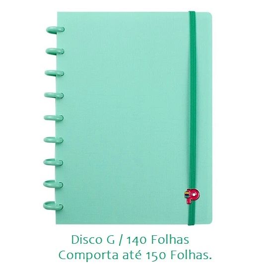 Caderno Médio Yummy Colors Disco G Verde Menta 140 Folhas Pop Disc