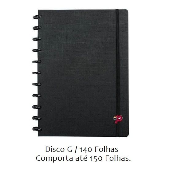 Caderno Universitário (Grande) All Black Disco G 140 Folhas Pop Disc