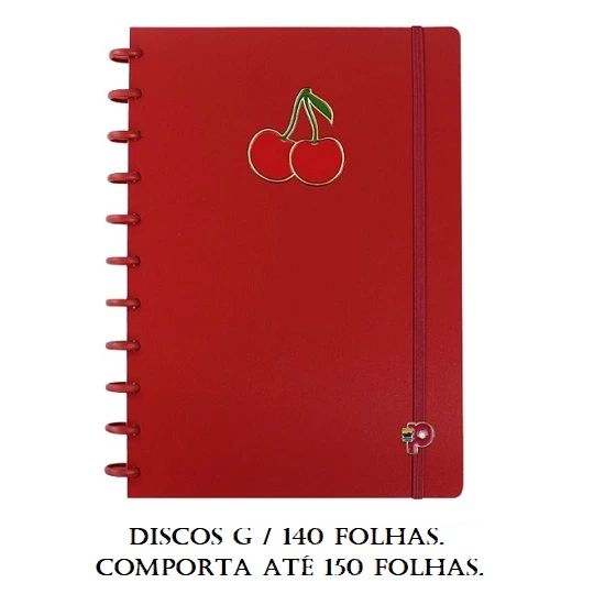 Caderno Universitário (Grande) ChocoCherry Disco G Cereja 140 Folhas Pop Disc