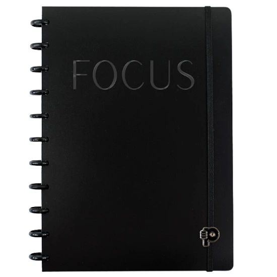 Caderno Universitário (Grande) Focus Black 80 Folhas Pop Disc