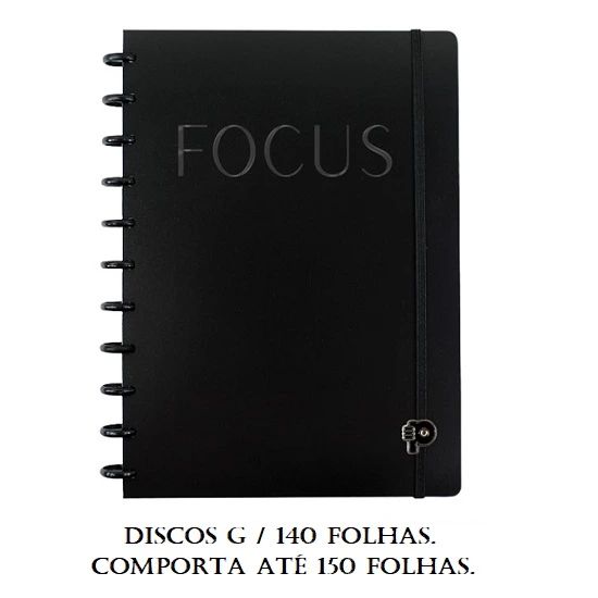 Caderno Universitário (Grande) Focus Black Disco G 140 Folhas Pop Disc