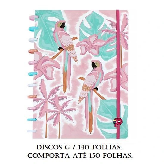 Caderno Universitário (Grande) Tropical Disco G Arara 140 Folhas Pop Disc