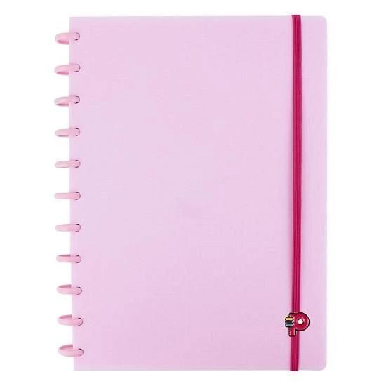 Caderno Universitário (Grande) Yummy Colors Disco G Rosa Chiclete 140 Folhas Pop Disc