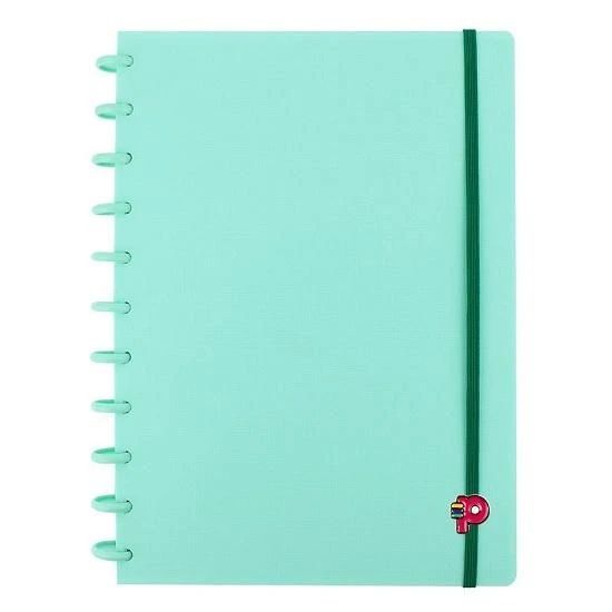 Caderno Universitário (Grande) Yummy Colors Disco G Verde Menta 140 Folhas Pop Disc