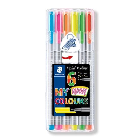 Caneta Fineliner Triplus Com 6 Cores Neon SB6CS302 Staedtler