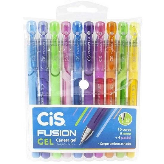 Caneta Gel Fusion Com 10 Cores Cis