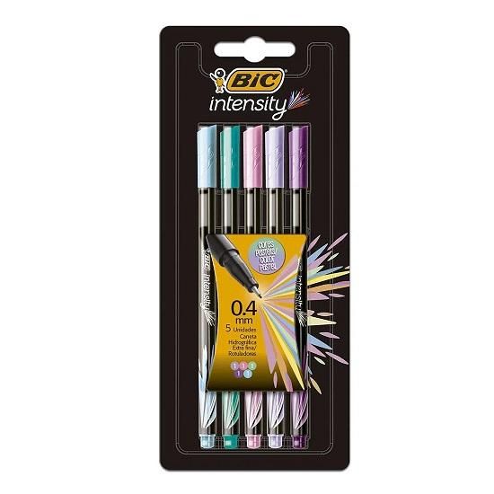 Caneta Hidrográfica 0.4 Intensity Com 5 Cores Pastel Bic