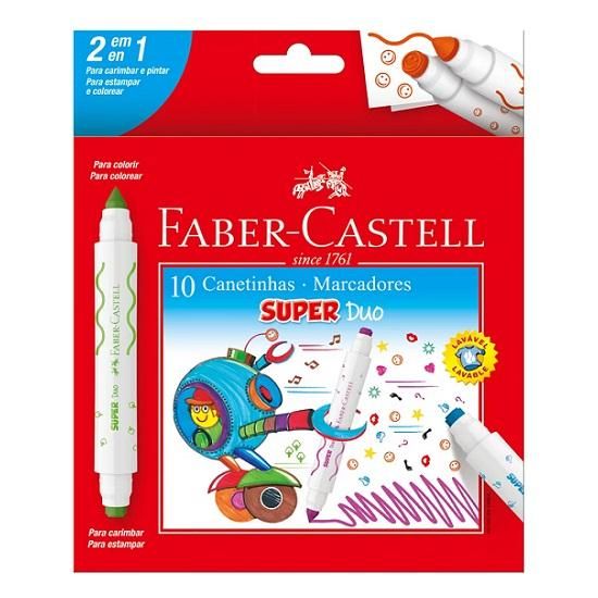 Caneta Hidrográfica 10 Cores Super Duo Duo150610 Faber Castell