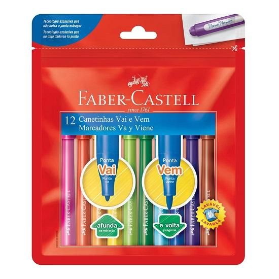 Caneta Hidrográfica 12 Cores Vai E Vem 150112VVZF Faber Castell