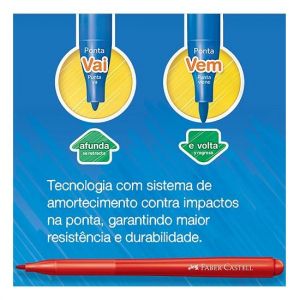 Caneta Hidrográfica 12 Cores Vai E Vem 150112VVZF Faber Castell