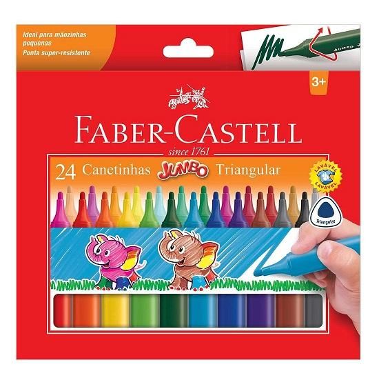 Caneta Hidrográfica 24 Cores Jumbo 150224J Faber Castell