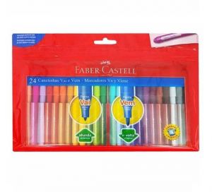 Caneta Hidrográfica 24 cores Vai E Vem 150124VVZF Faber Castell