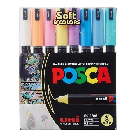 Caneta Posca PC-1MR Com 8 Cores Pastel Uni