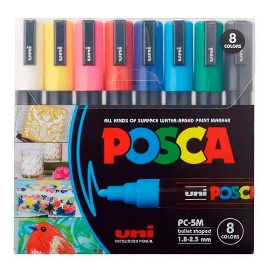 Caneta Posca PC-5M Com 8 Cores Uni