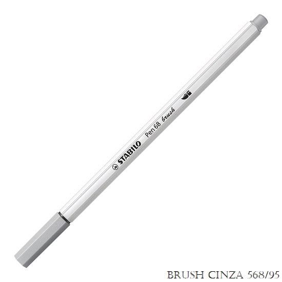 Caneta Stabilo Pen Brush Cinza 568/95