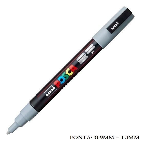 Caneta Uni Posca PC 3M 1.3mm. Cinza Gris