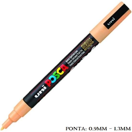 Caneta Uni Posca PC 3M 1.3mm. Laranja Claro