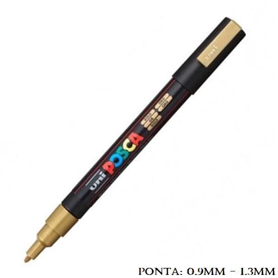 Caneta Uni Posca PC 3M 1.3mm. Ouro