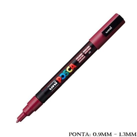 Caneta Uni Posca PC 3M 1.3mm. Vinho