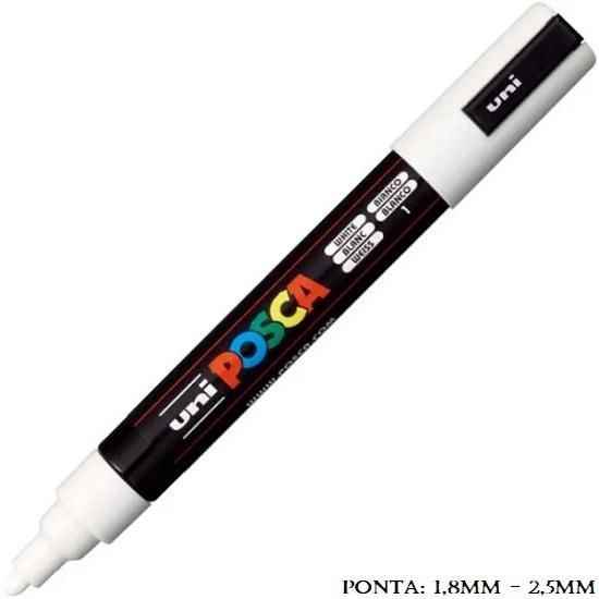 Caneta Uni Posca PC 5M 2.5mm. Branca