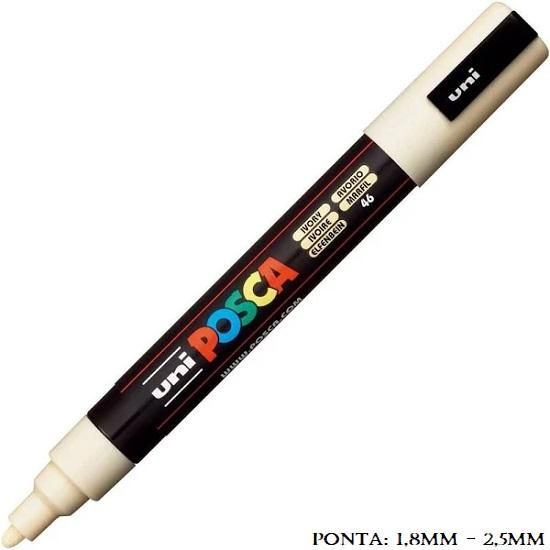 Caneta Uni Posca PC 5M 2.5mm. Ivory