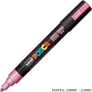 Caneta Uni Posca PC 5M 2.5mm. Rosa Metálico