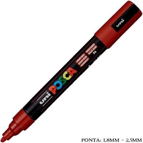 Caneta Uni Posca PC 5M 2.5mm. Vermelho Rubi