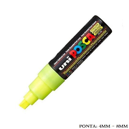 Caneta Uni Posca PC 8K 8.0mm Amarelo Fluorescente