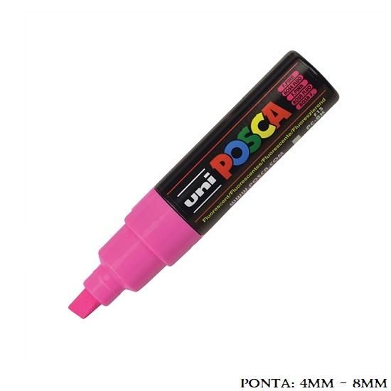 Caneta Uni Posca PC 8K 8.0mm Rosa Fluorescente